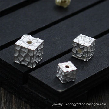 Real S925 Sterling Silver Cube Beads Accessories Jewelry DIY Handmade jewelry Findings Square Spacer Beads